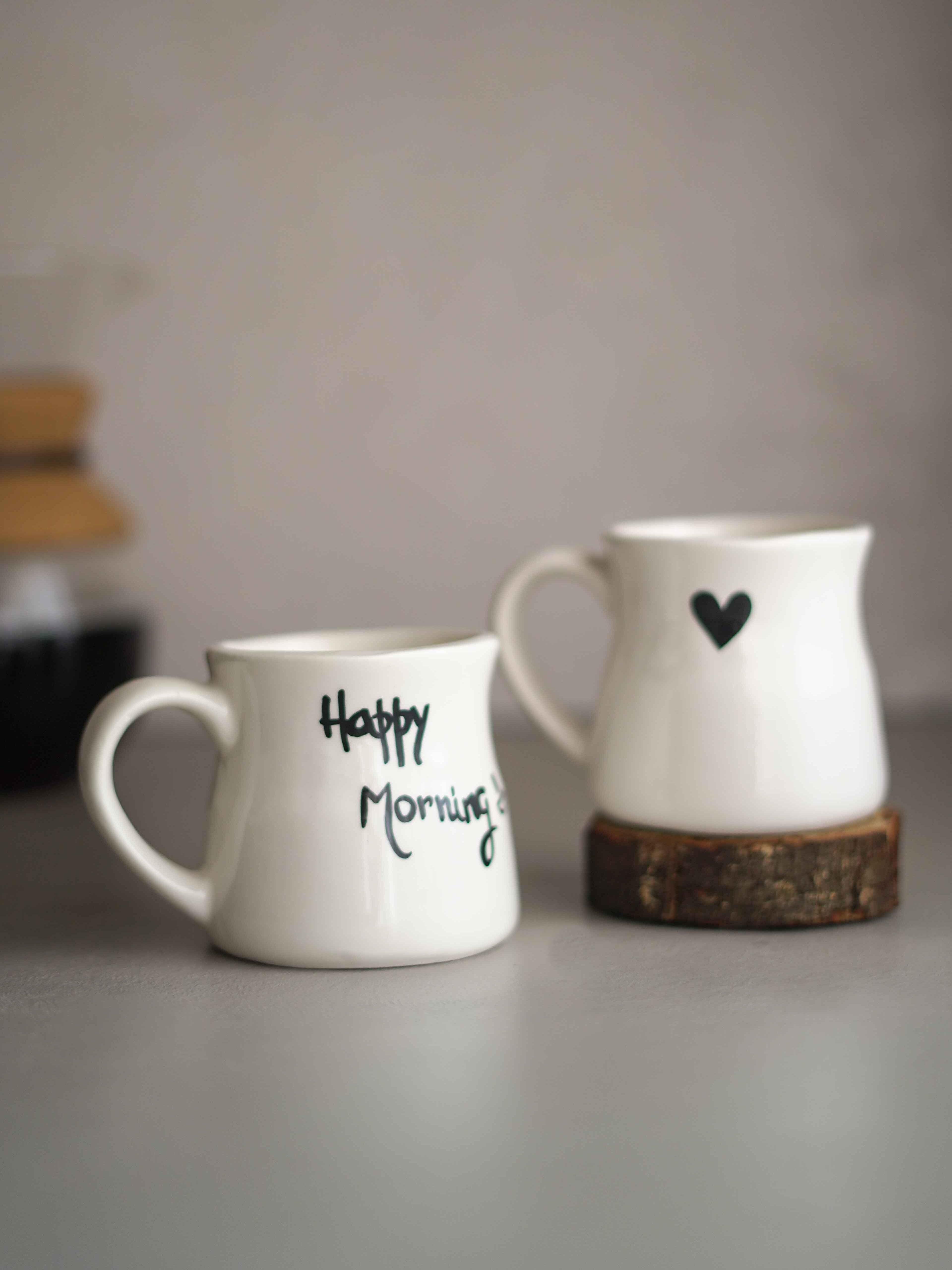 CerAmor Canecas Ceramica Personalizadas - Caneca branca com frase "Happy Morning"