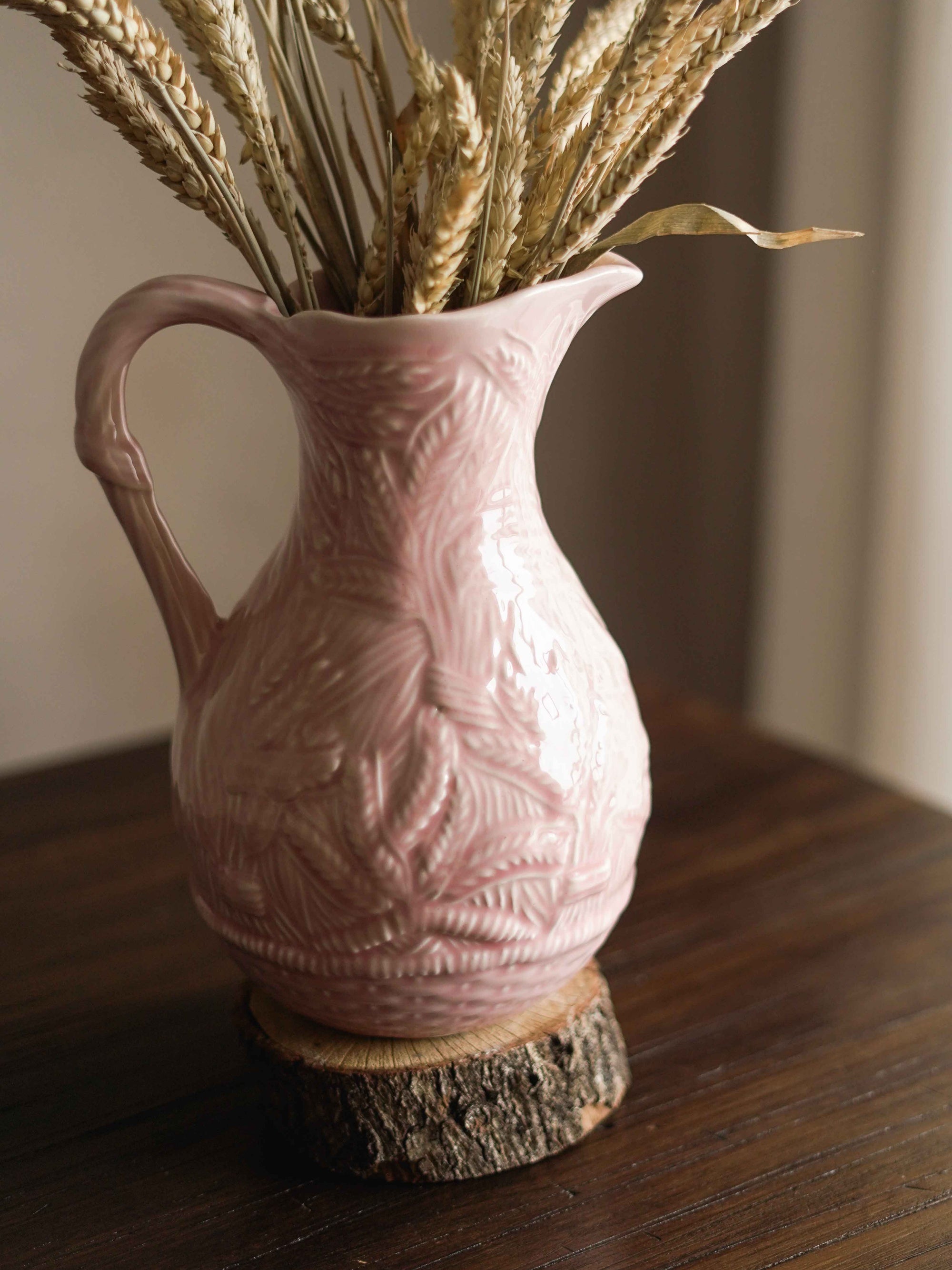 CerAmor Jarros de Cerâmica - Jarro de cerâmica cor de rosa com motivo espiga