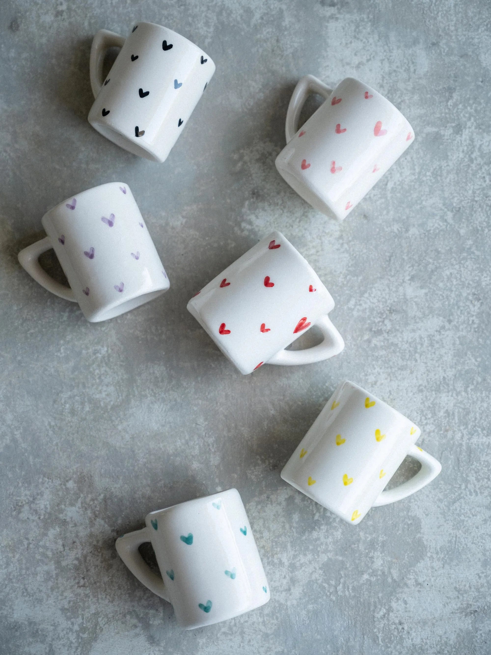 Conjunto de 6 chávenas de café "Batidas de coração"