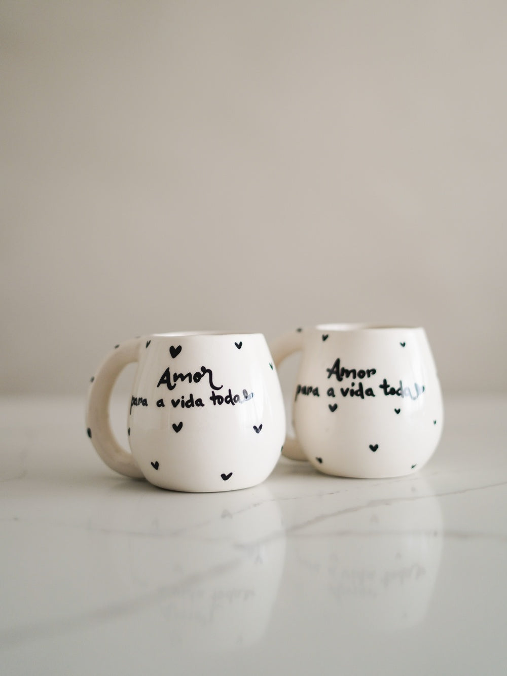 CerAmor Canecas Brancas - Caneca de ceramica branca com frase Amor para a Vida Toda