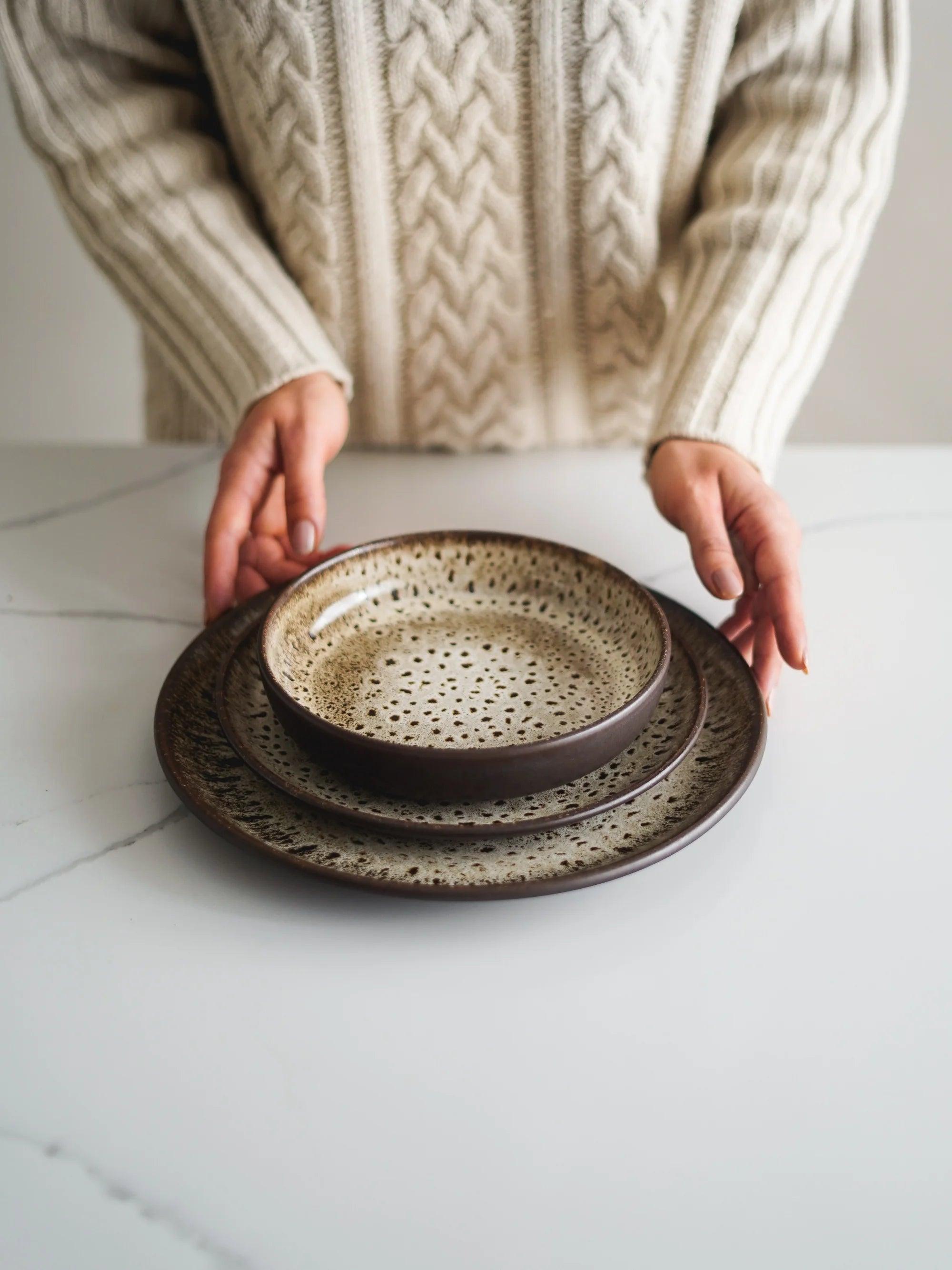 CerAmor Pratos Ceramica - Conjunto de pratos com motivo leopardo em cerâmica portuguesa