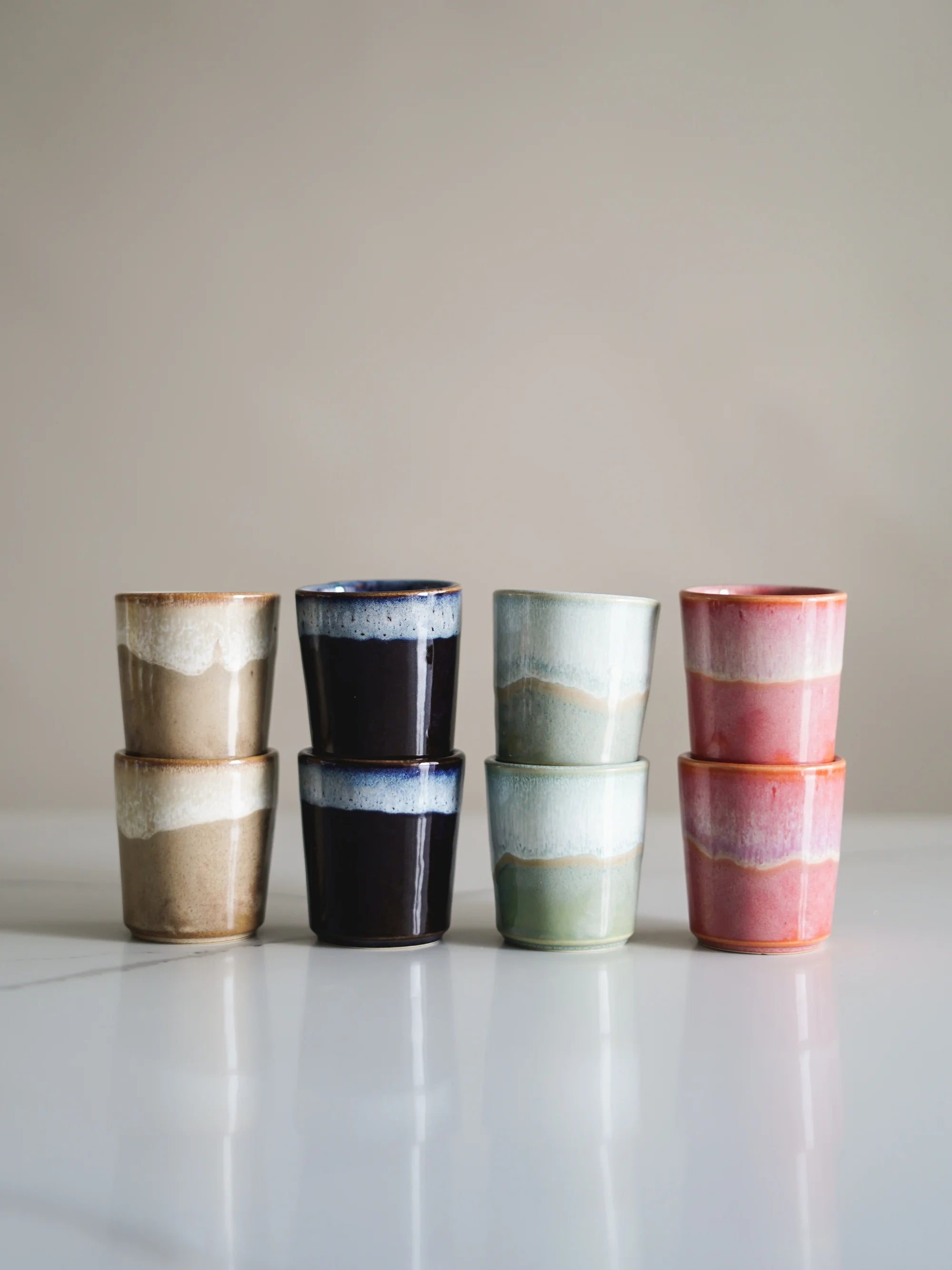 CerAmor Copos Ceramica - Copo café cerâmica nas cores azul, rosa, bege e verde água