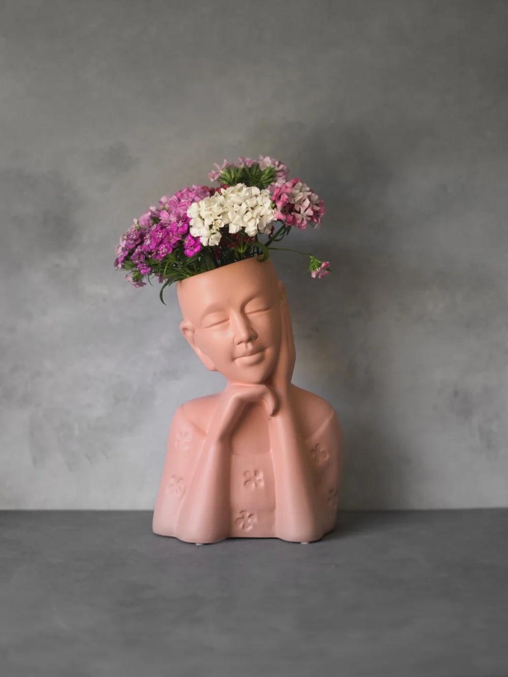 CerAmor Cerâmica Jarras - Jarra flores em cerâmica portuguesa cor de rosa