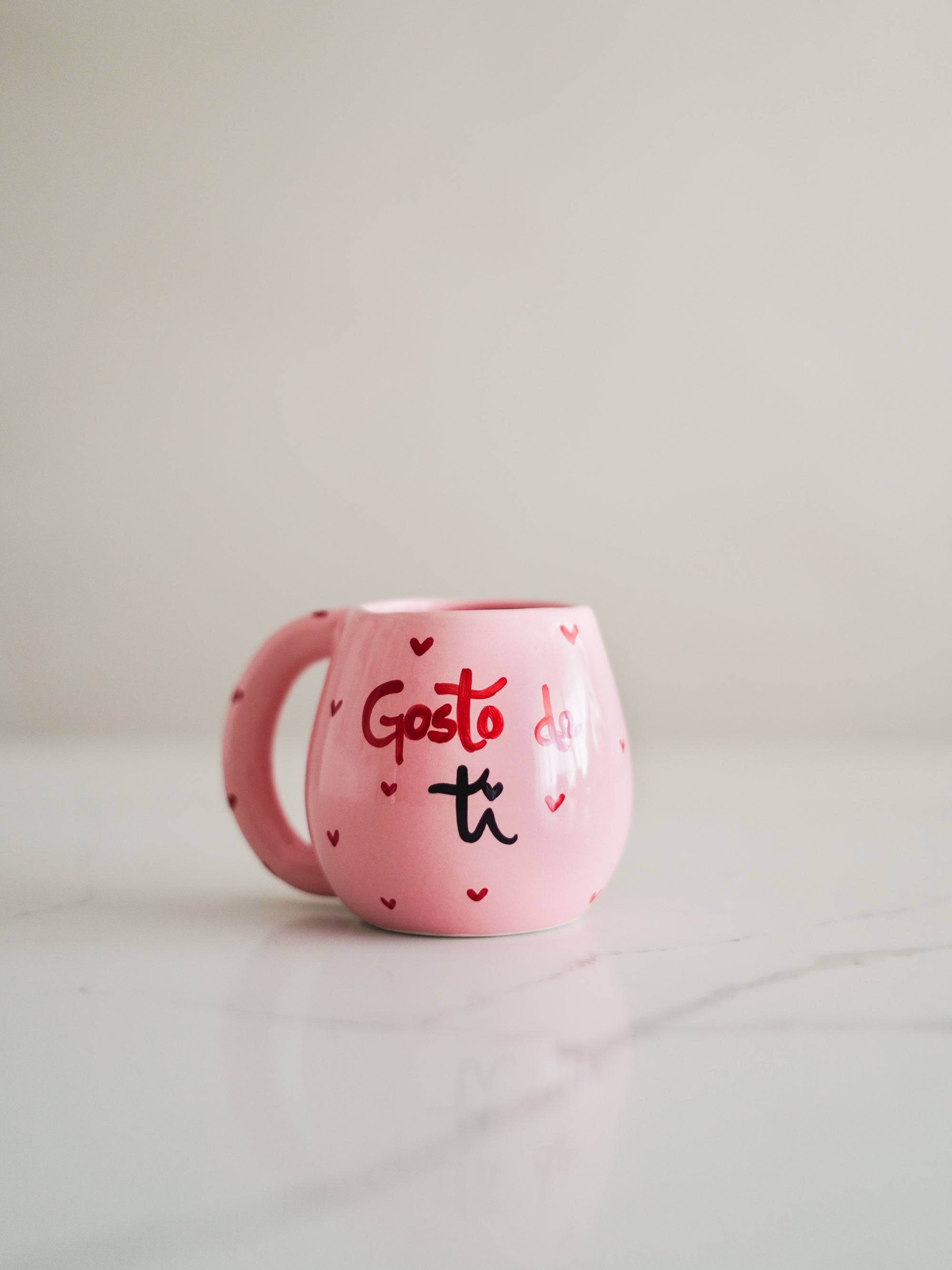 CerAmor Canecas Ceramica - Caneca de ceramica rosa com frase Gosto de Ti