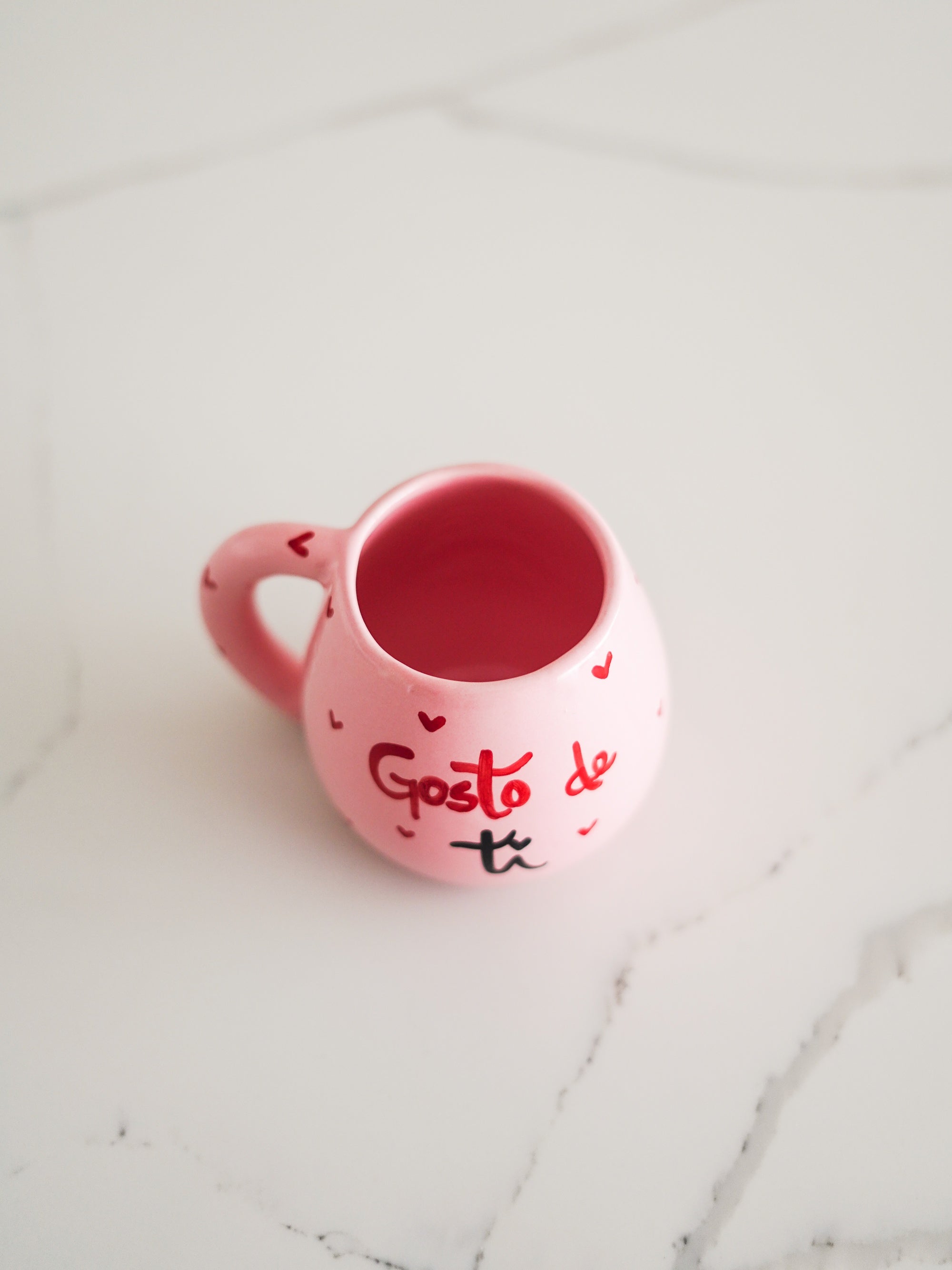 CerAmor Canecas Ceramica - Caneca de ceramica rosa com frase Gosto de Ti