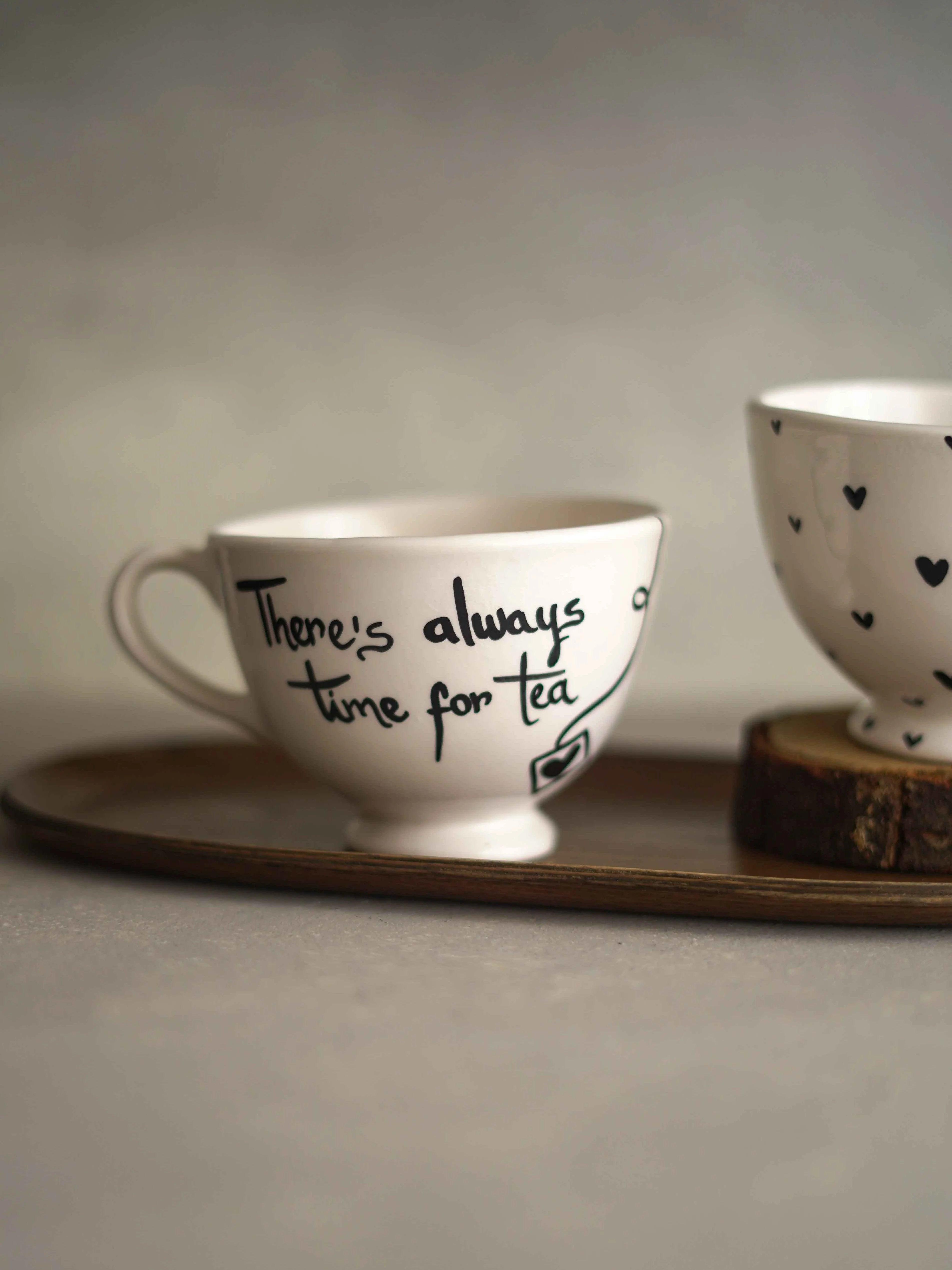 CerAmor Chávenas de Chá - Chávena de chá em ceramica portuguesa branca com frase sobre chá

