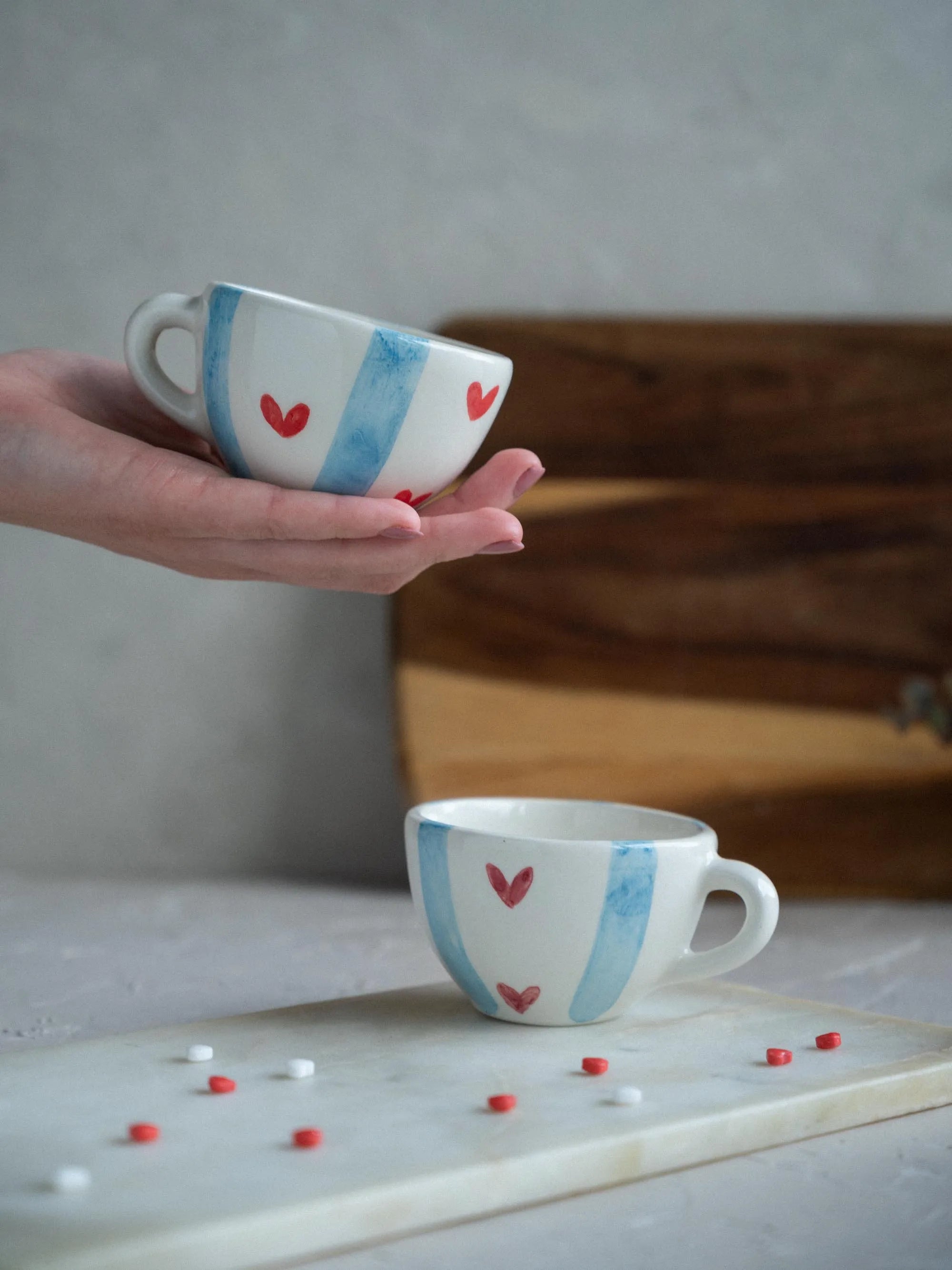 Conjunto 2 chávenas de café Amor às Riscas