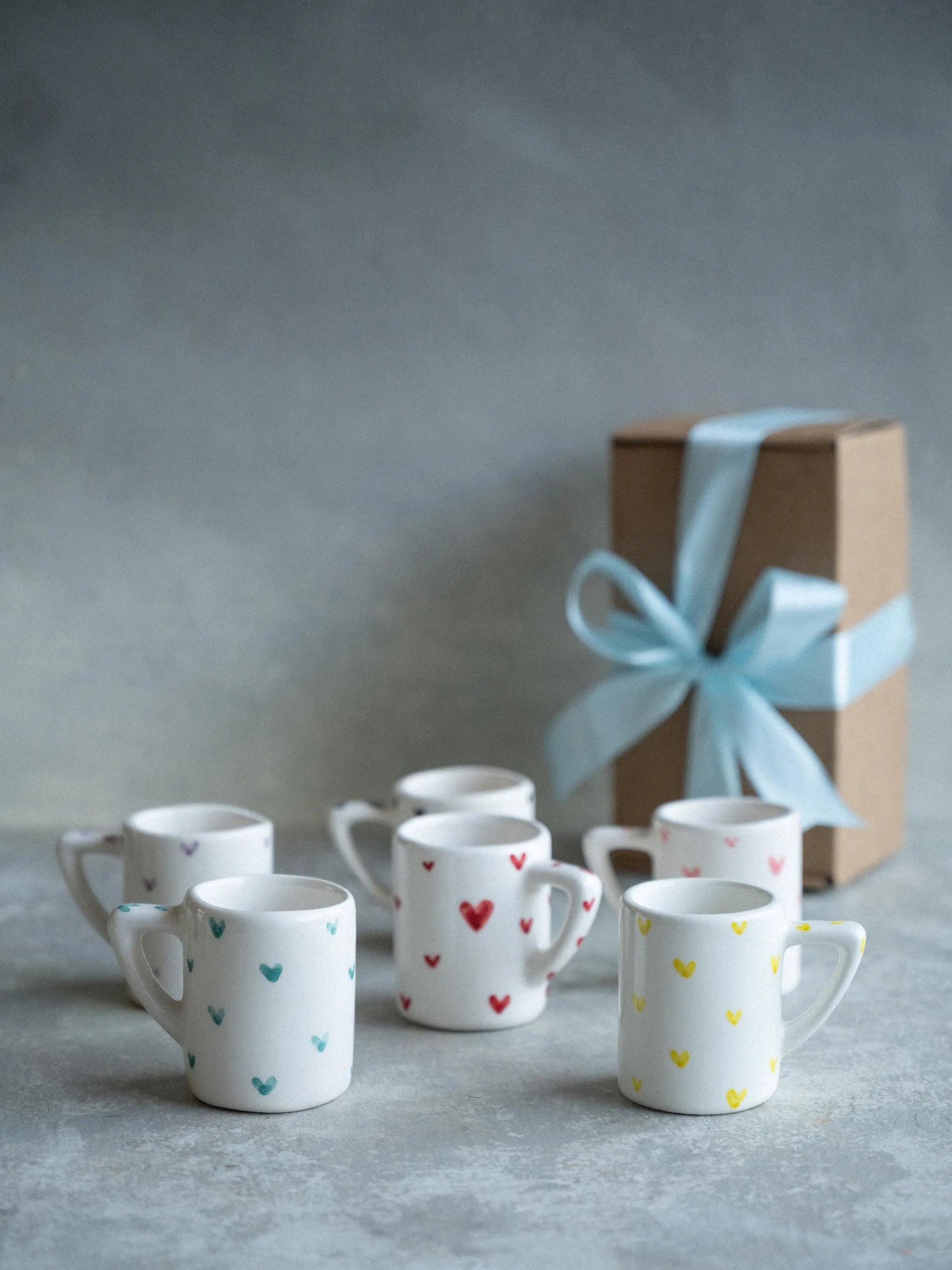 Conjunto de 6 chávenas de café "Batidas de coração"