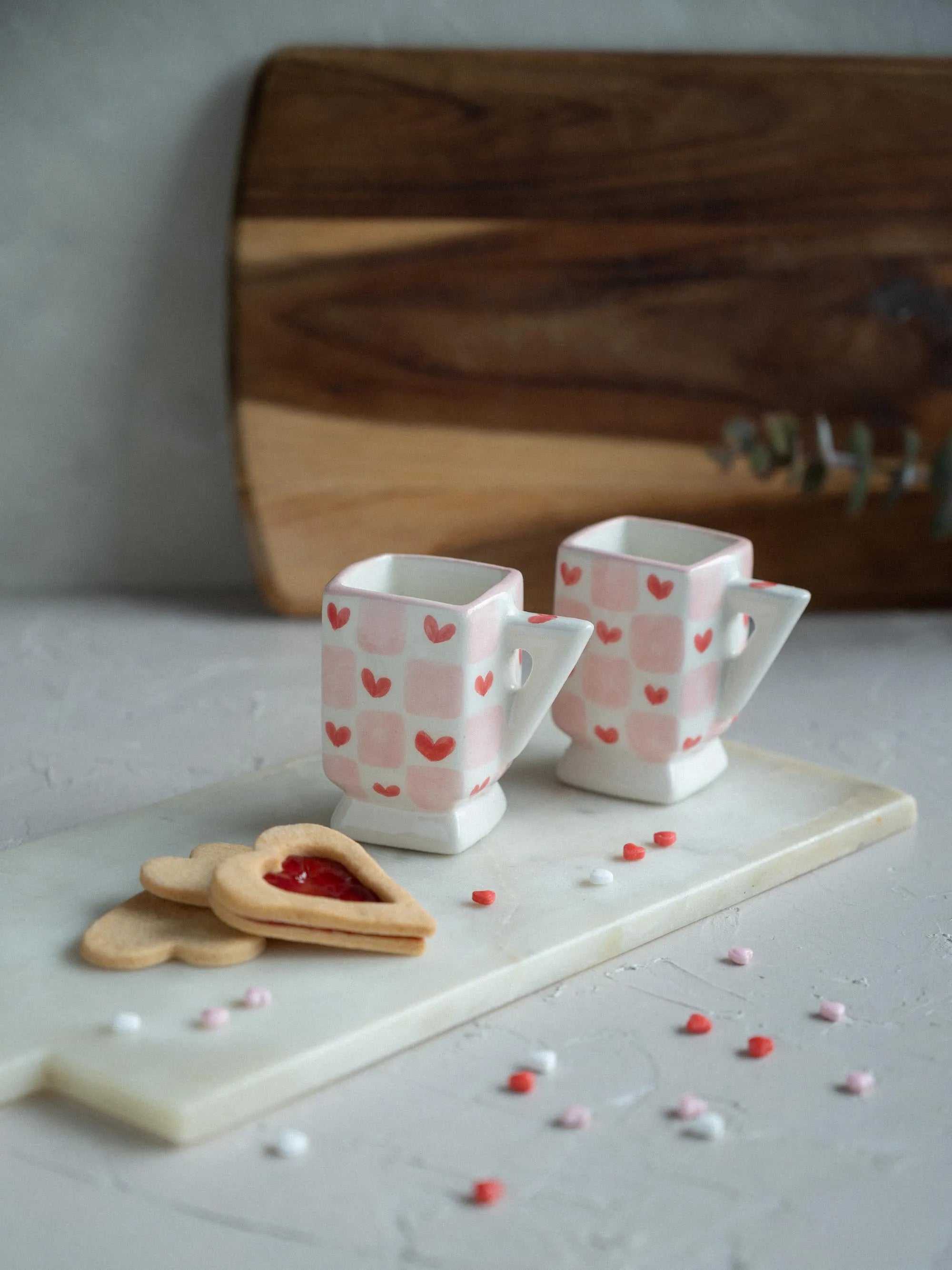 Conjunto 2 chávenas de café Xadrez